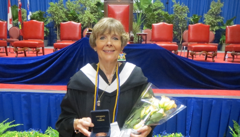 Susan Lindsay graduated with two degrees, 43 years apart.