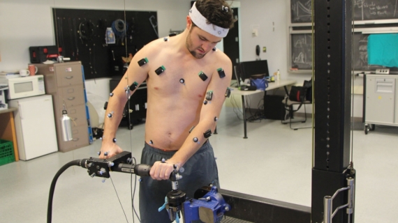 Master’s student Paul Leuty recreates motions for capture by a computer-generated mannequin