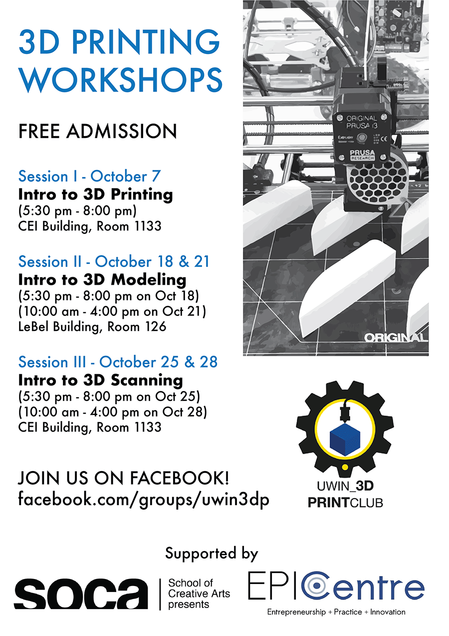 3D Printing Workshops October Schedule
