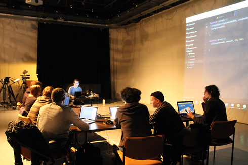 Creating a Theremin with p5.js workshop participants