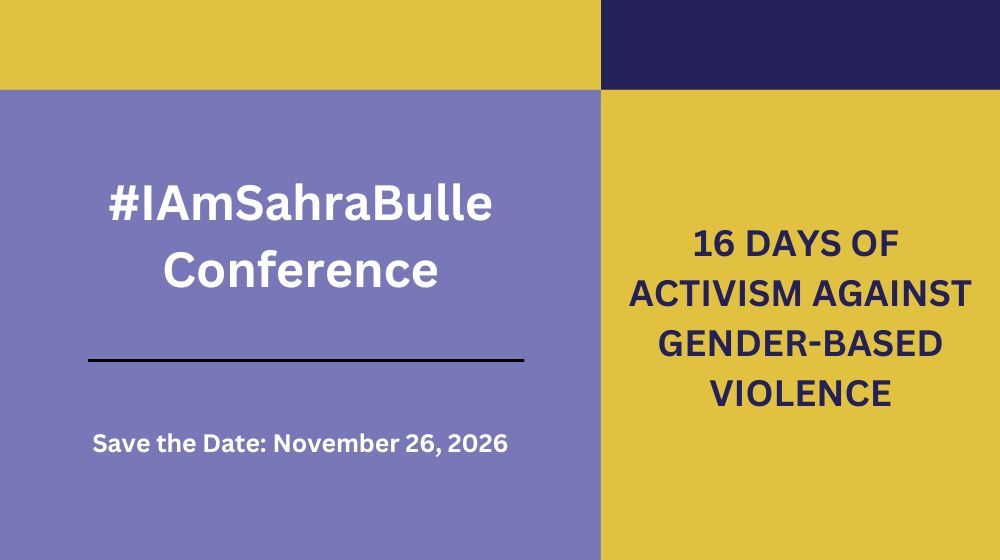 Save the Date for the Sahra Bulle Conference. November 26, 2026.