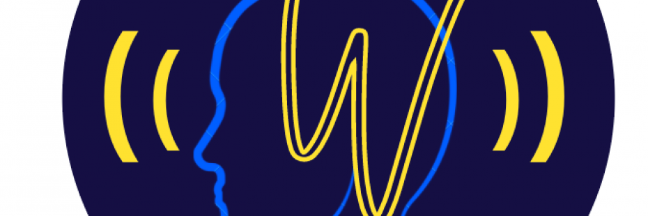 Wellness Livestream Logo, blue head with yellow 'W' letter in a large stroke.